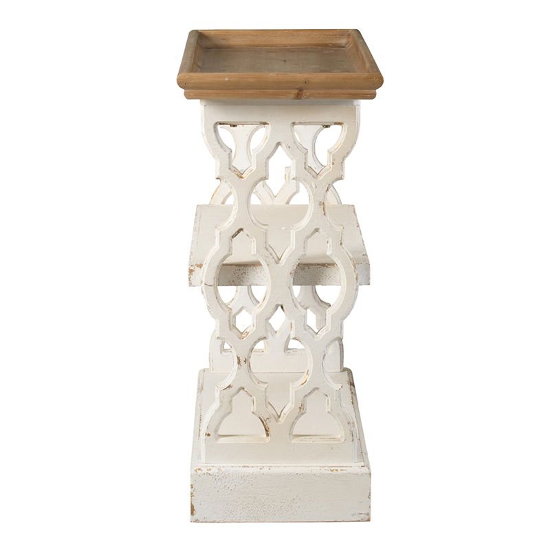 Distressed Wood Shelf Tray, French Country Console Table - Brown / Antique White - Armand’s Maison & Marché