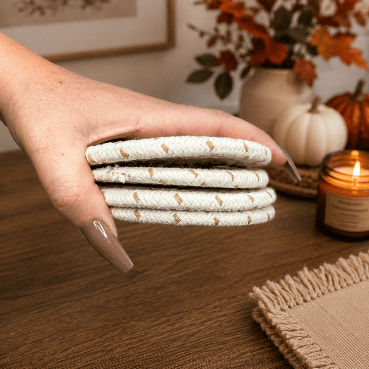 Fall Fabric Coasters - Armand’s Maison & Marché