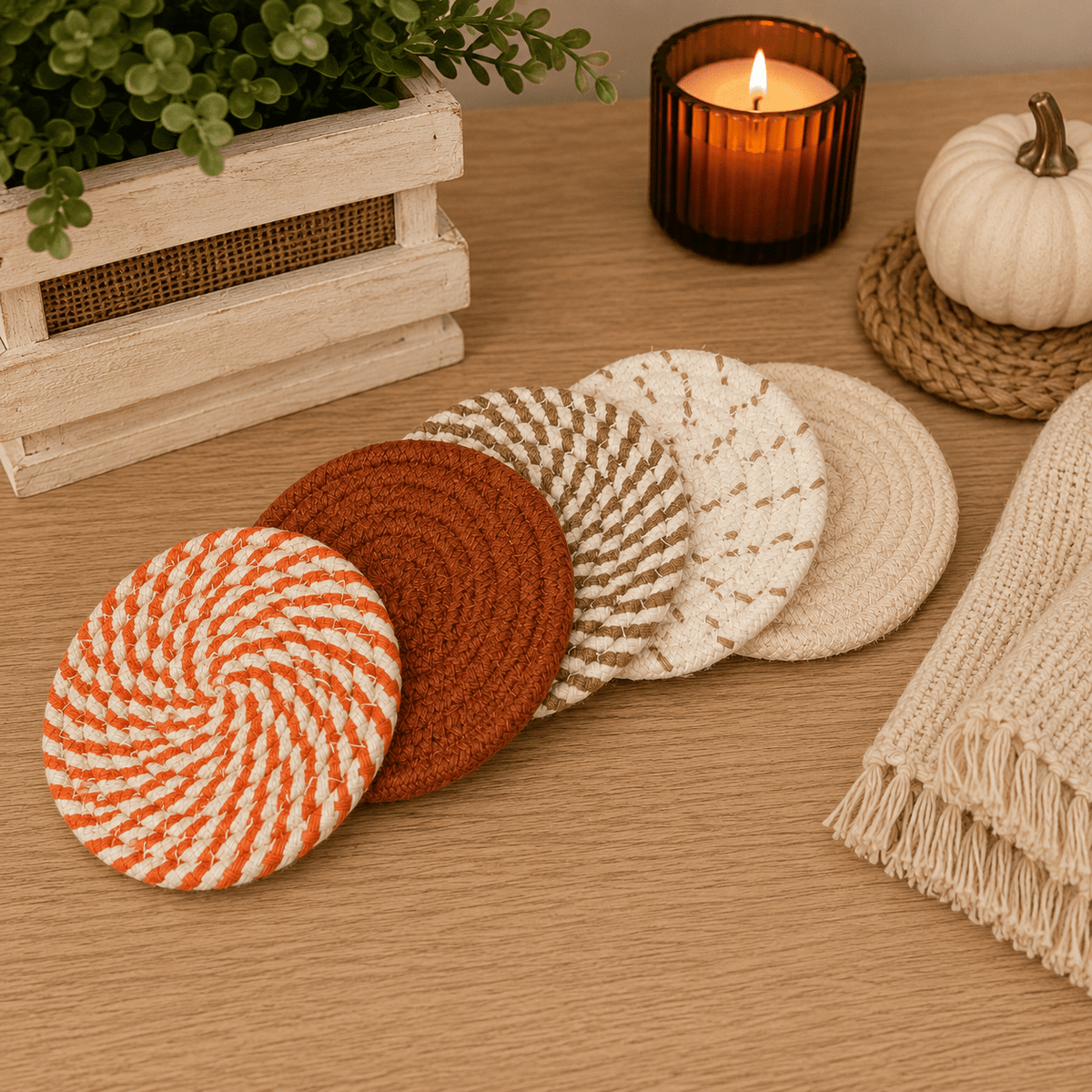 Fall Fabric Coasters - Armand’s Maison & Marché