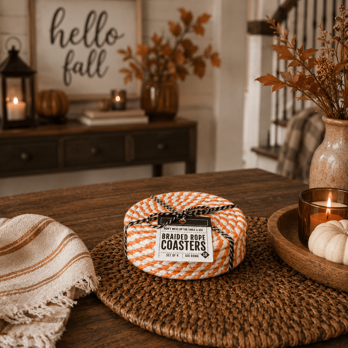 Fall Fabric Coasters - Armand’s Maison & Marché