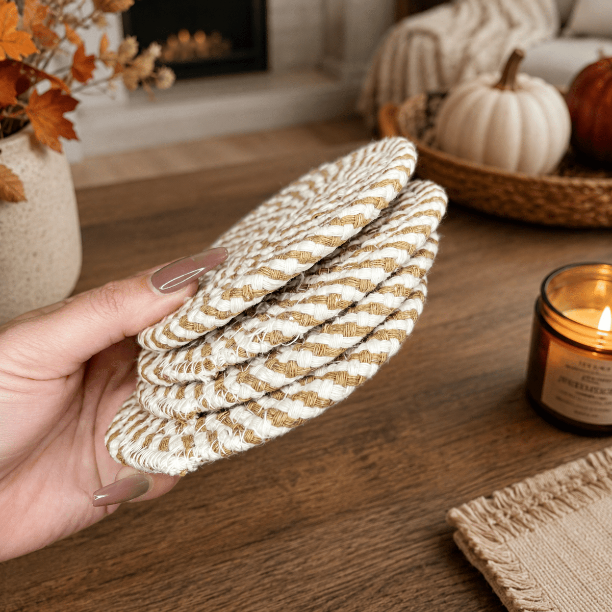 Fall Fabric Coasters - Armand’s Maison & Marché