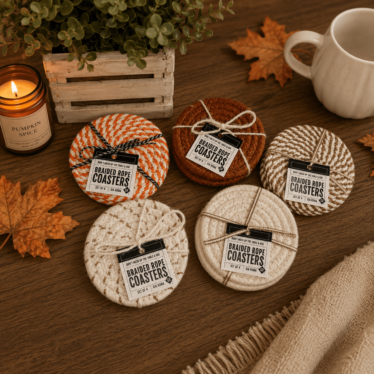 Fall Fabric Coasters - Armand’s Maison & Marché