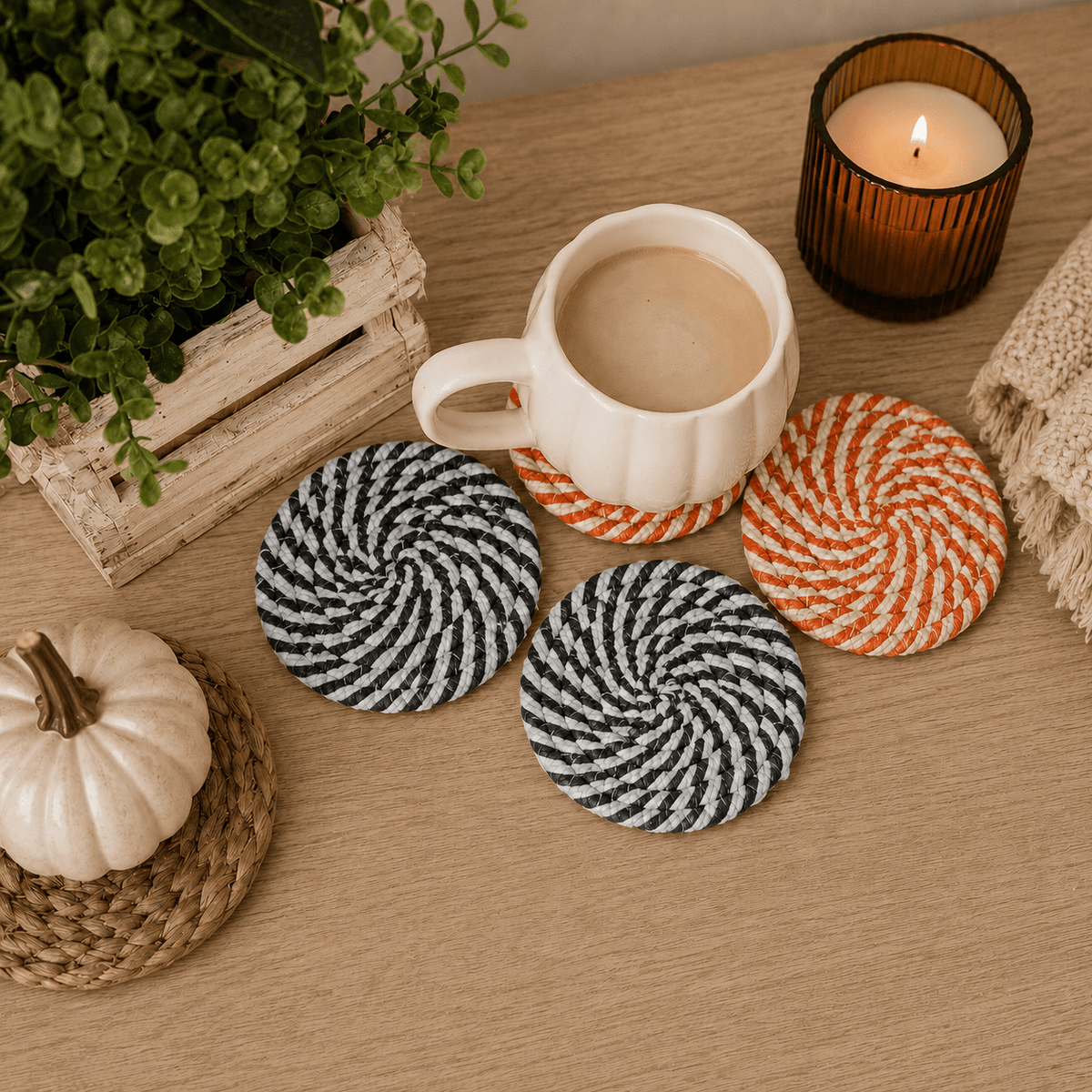 Fall Fabric Coasters - Armand’s Maison & Marché