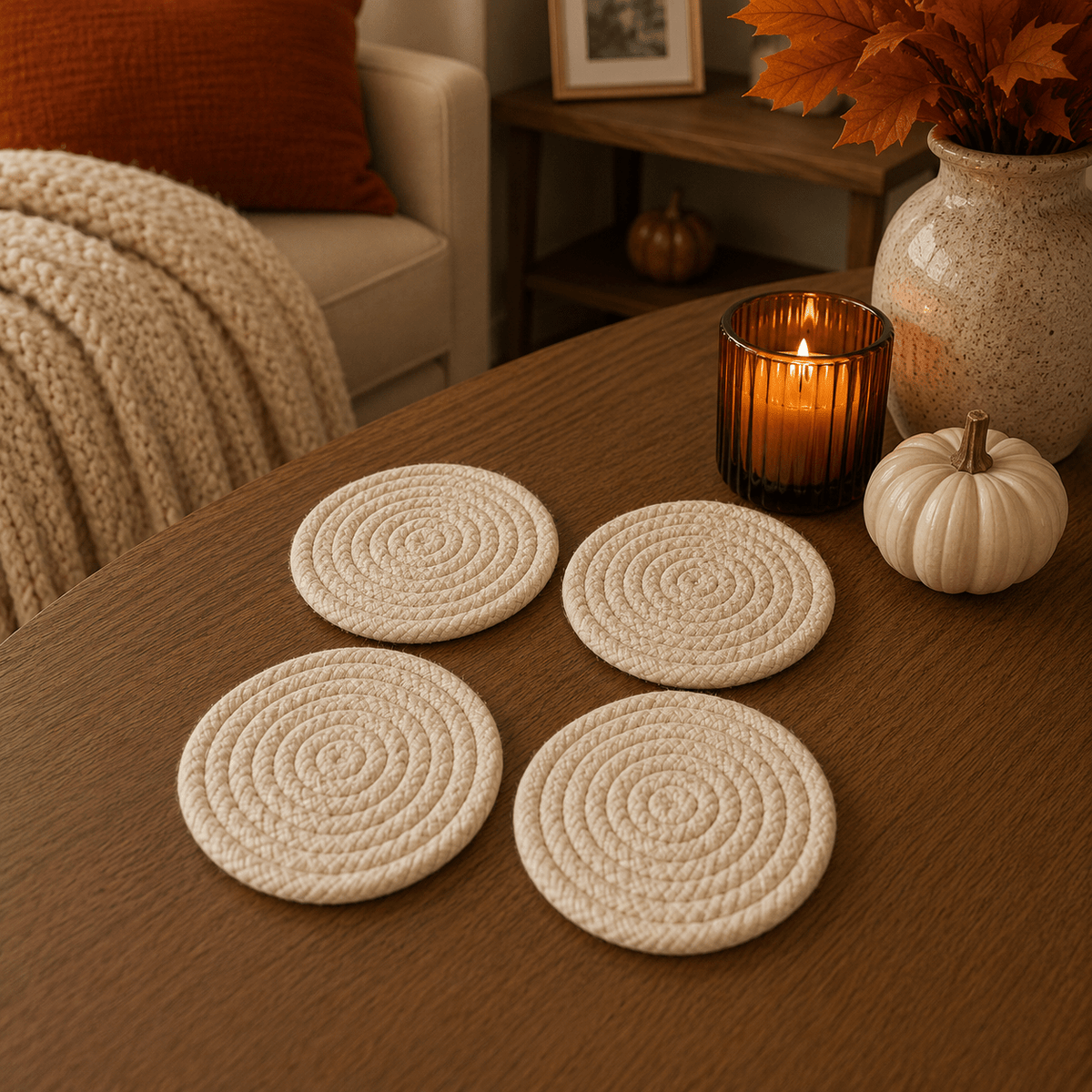 Fall Fabric Coasters - Armand’s Maison & Marché