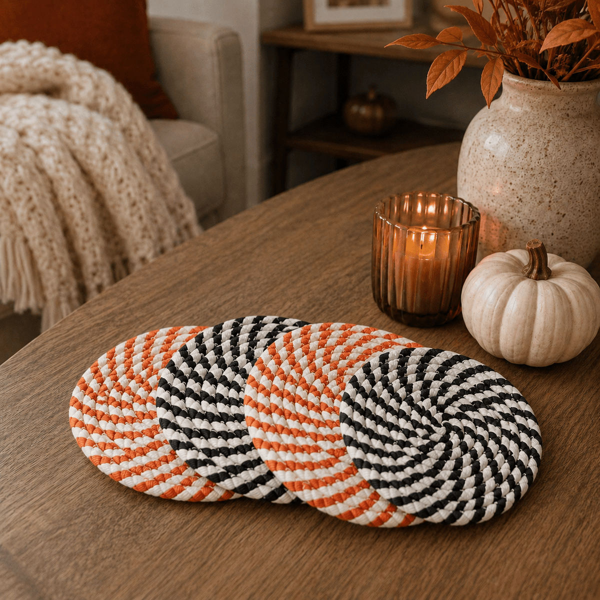 Fall Fabric Coasters - Armand’s Maison & Marché