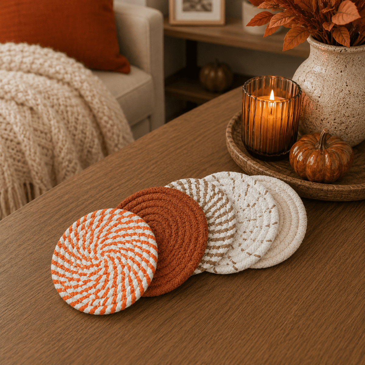 Fall Fabric Coasters - Armand’s Maison & Marché