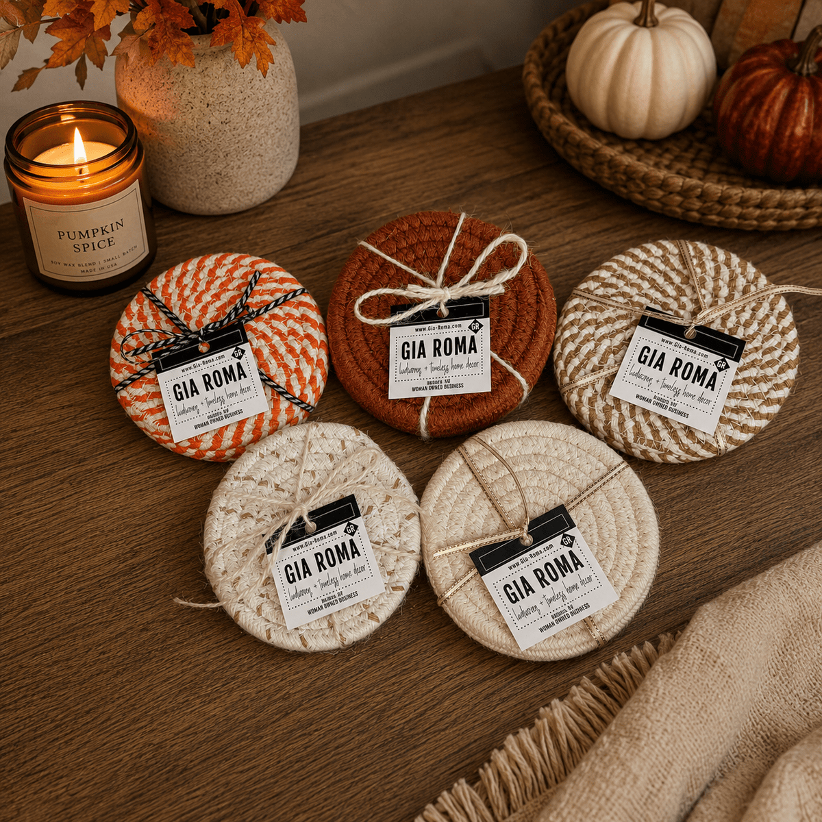 Fall Fabric Coasters - Armand’s Maison & Marché