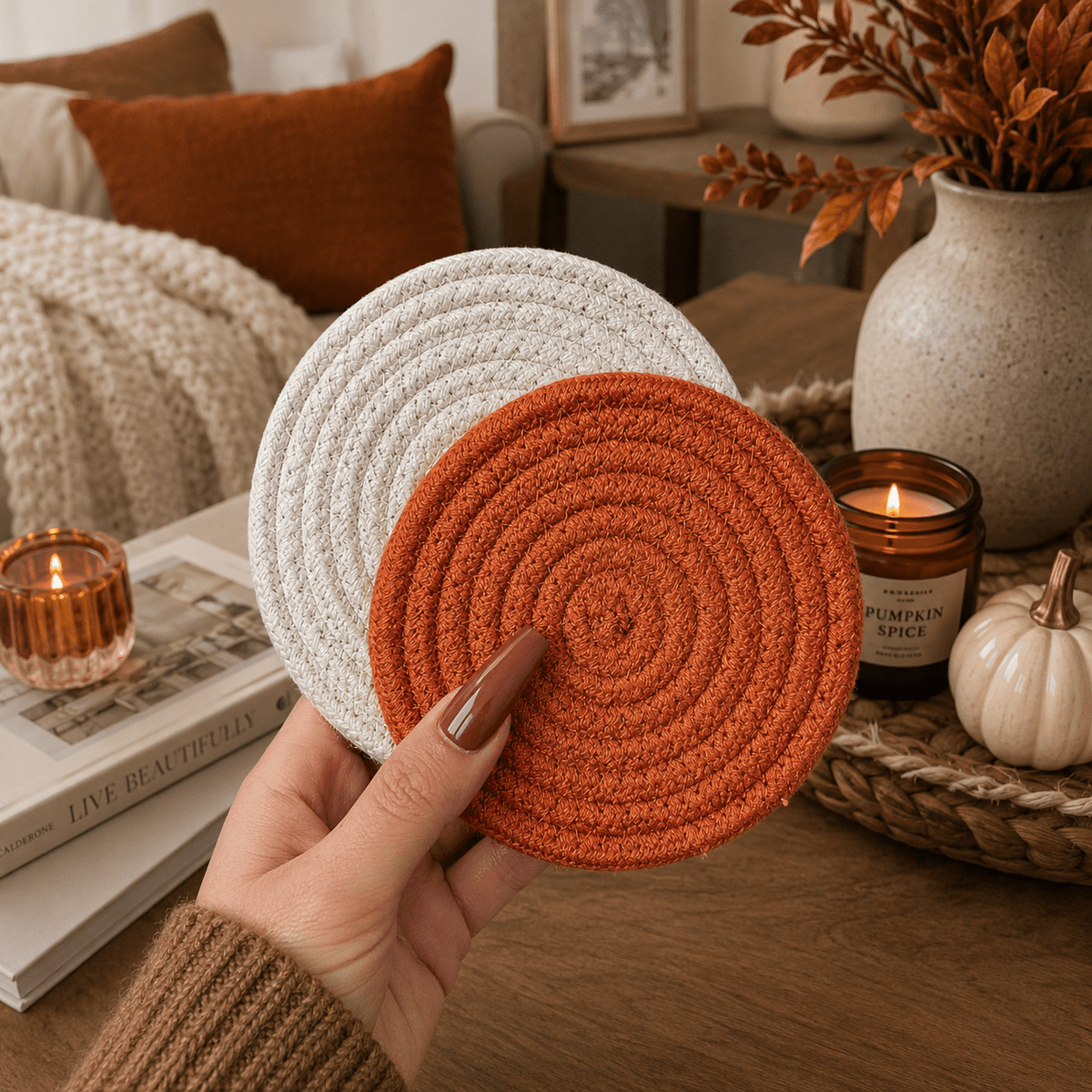 Fall Fabric Coasters - Armand’s Maison & Marché