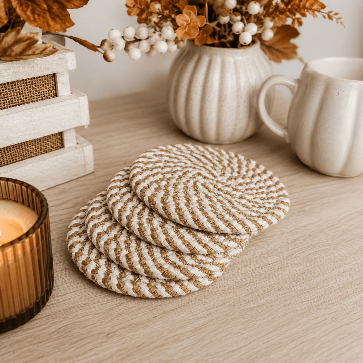 Fall Fabric Coasters - Armand’s Maison & Marché