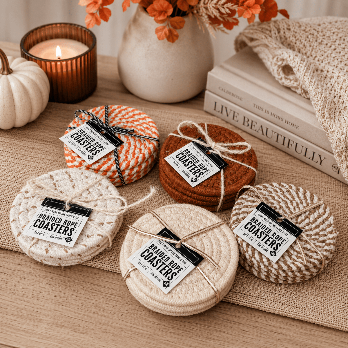 Fall Fabric Coasters - Armand’s Maison & Marché