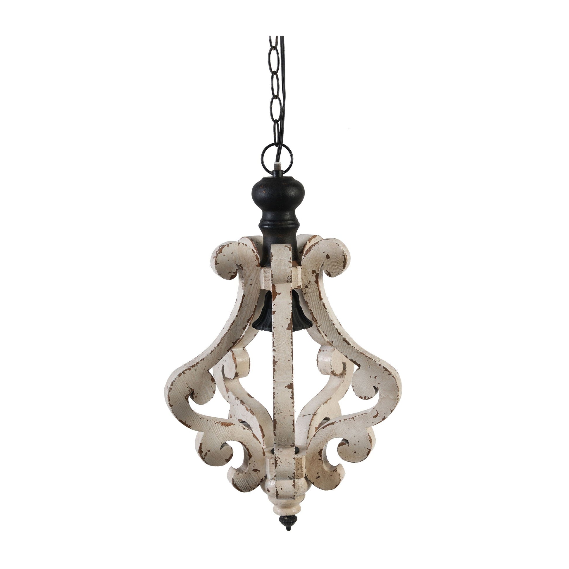 Farmhouse Chandeliar Distressed Pendant French Country Wood Chandelier For Living Room Foyer, Bulb Not Included - Antique Cream - Armand’s Maison & Marché