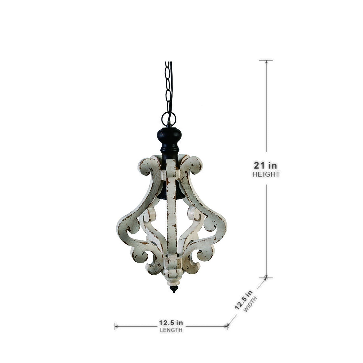 Farmhouse Chandeliar Distressed Pendant French Country Wood Chandelier For Living Room Foyer, Bulb Not Included - Antique Cream - Armand’s Maison & Marché