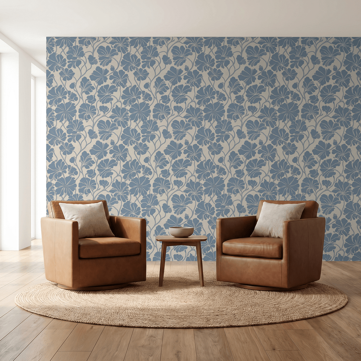 Fleurish Wallpaper – Soft Blue Floral - Armand’s Maison & Marché