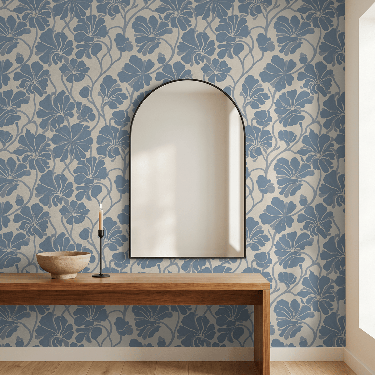 Fleurish Wallpaper – Soft Blue Floral - Armand’s Maison & Marché