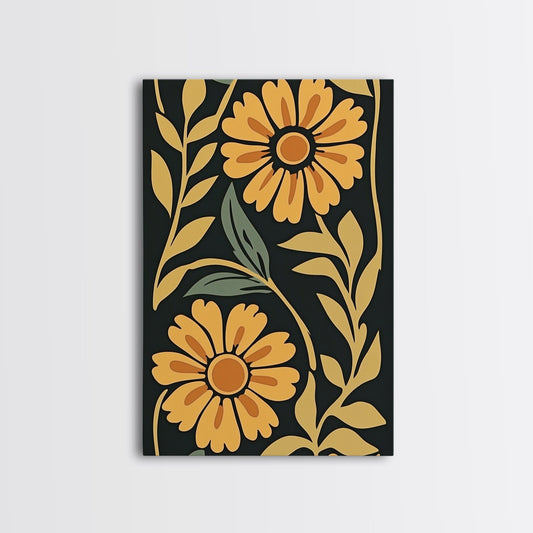 Flowers Painting Canvas Print, Retro Floral Botanical Flower Market Wall Art, Vintage Print, Flowers Painting, Floral Wall Art - Armand’s Maison & Marché