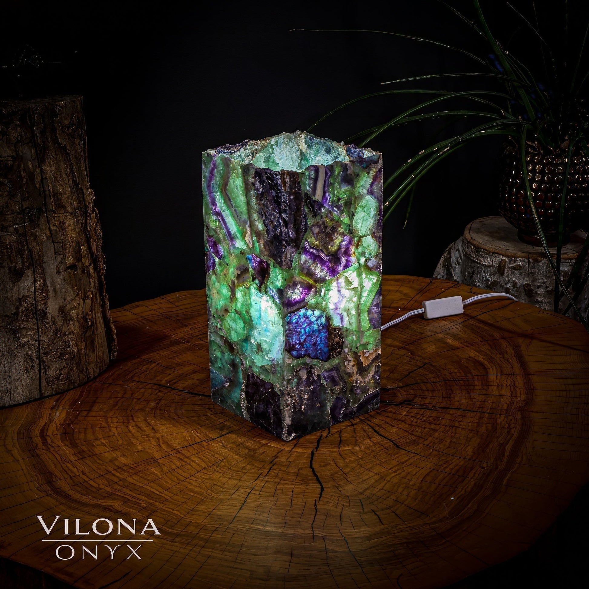 Fluorite Crystal Table Lamp 11 (Miniature Size) - Armand’s Maison & Marché