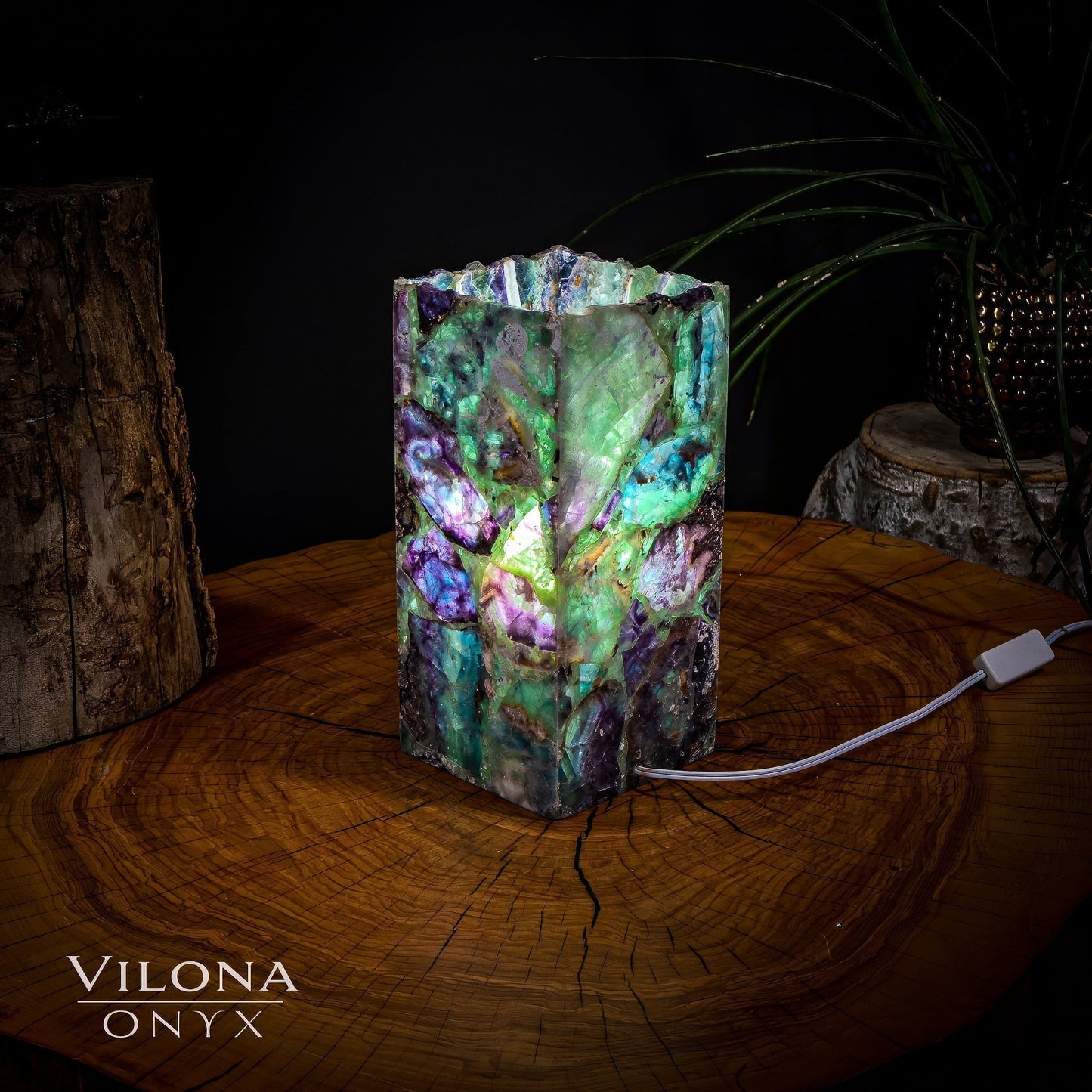 Fluorite Crystal Table Lamp 11 (Miniature Size) - Armand’s Maison & Marché