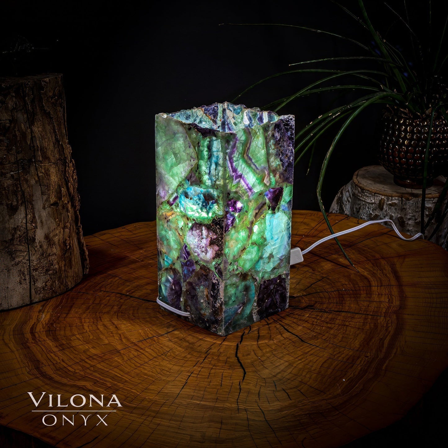 Fluorite Crystal Table Lamp 11 (Miniature Size) - Armand’s Maison & Marché