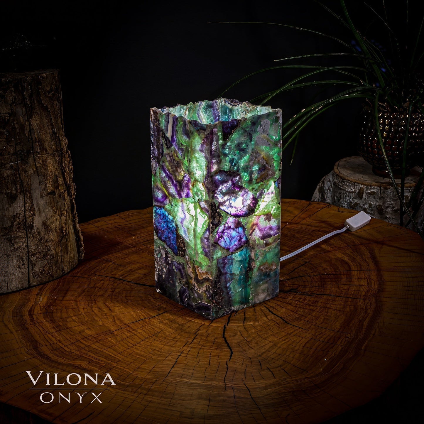 Fluorite Crystal Table Lamp 11 (Miniature Size) - Armand’s Maison & Marché