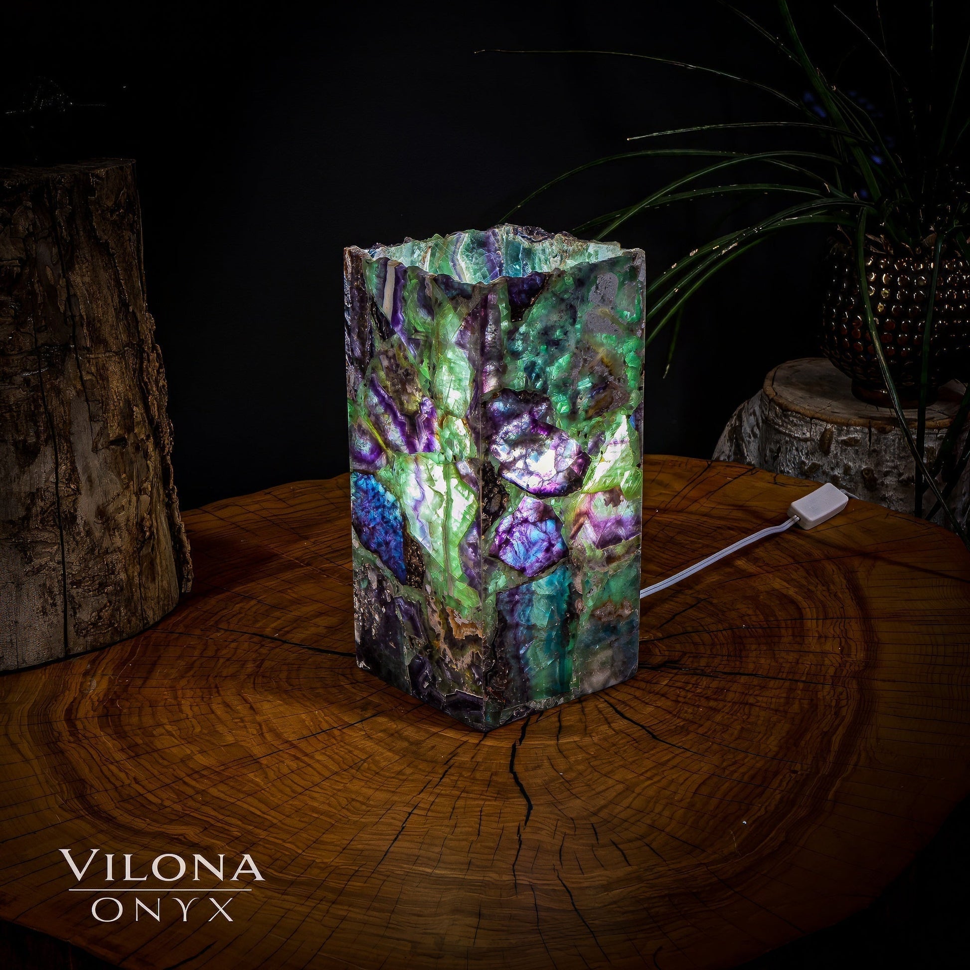 Fluorite Crystal Table Lamp 11 (Miniature Size) - Armand’s Maison & Marché