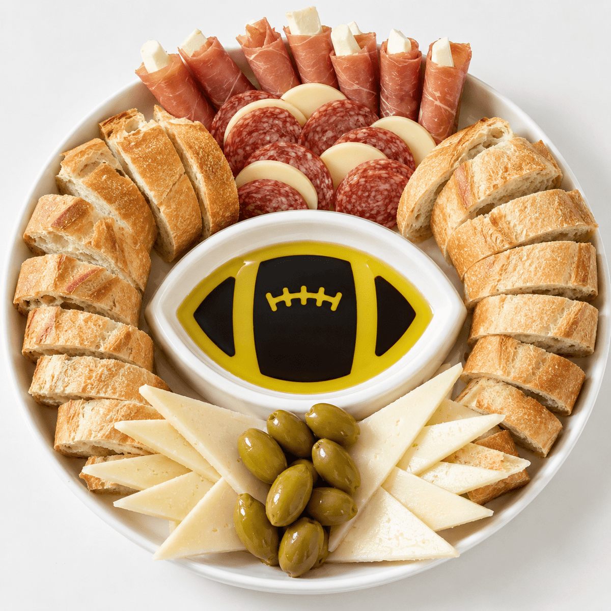 Football Dipping Tray with Olive Oil & Aged Balsamic - Armand’s Maison & Marché
