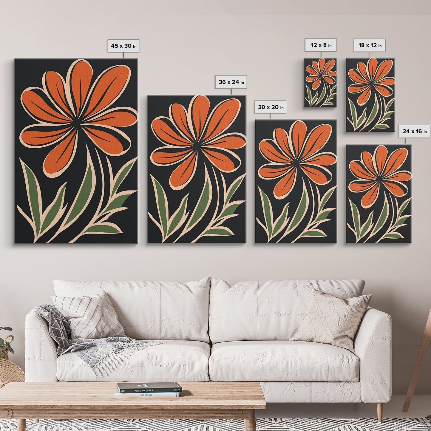 Framed Canvas Wall Art Abstract Botanical Floral Print, Boho Mid-century Modern Floral Canvas Print, Minimalist Boho Modern Art - Armand’s Maison & Marché