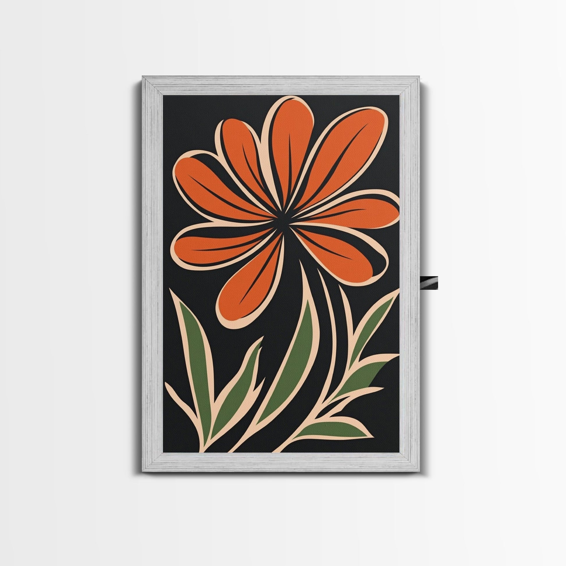 Framed Canvas Wall Art Abstract Botanical Floral Print, Boho Mid-century Modern Floral Canvas Print, Minimalist Boho Modern Art - Armand’s Maison & Marché