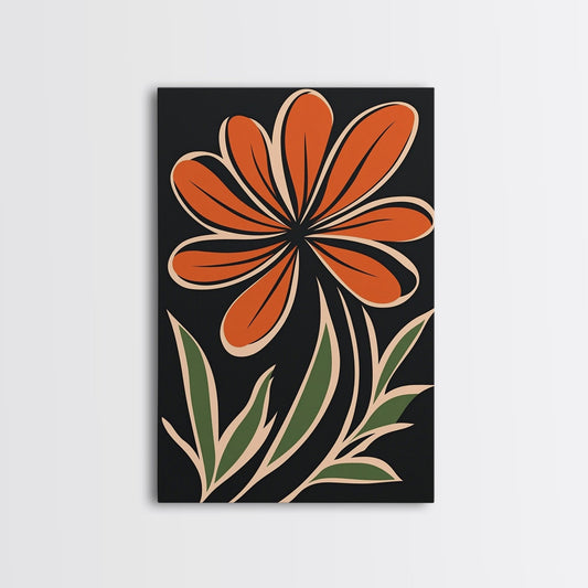 Framed Canvas Wall Art Abstract Botanical Floral Print, Boho Mid-century Modern Floral Canvas Print, Minimalist Boho Modern Art - Armand’s Maison & Marché