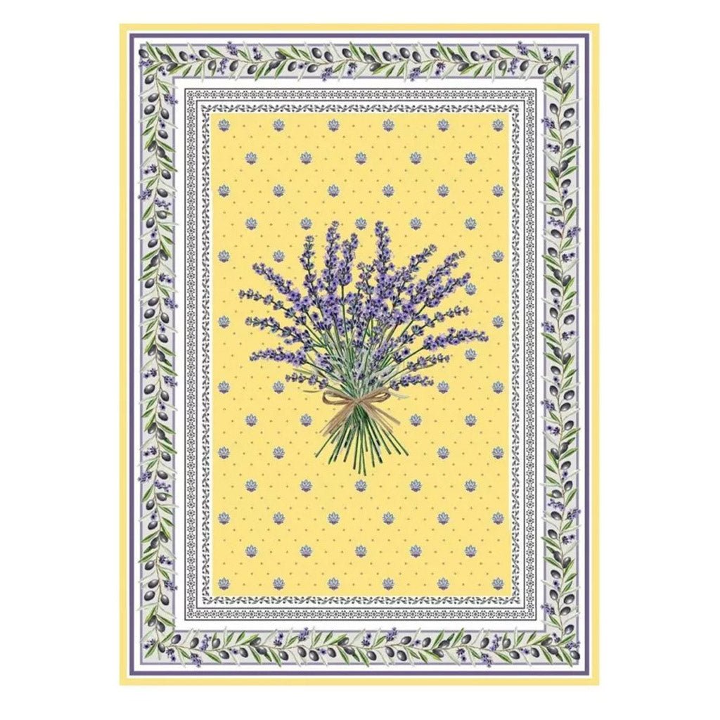 French kitchen towel - Printed cotton - Lauris yellow | Tissus Toselli - Armand’s Maison & Marché