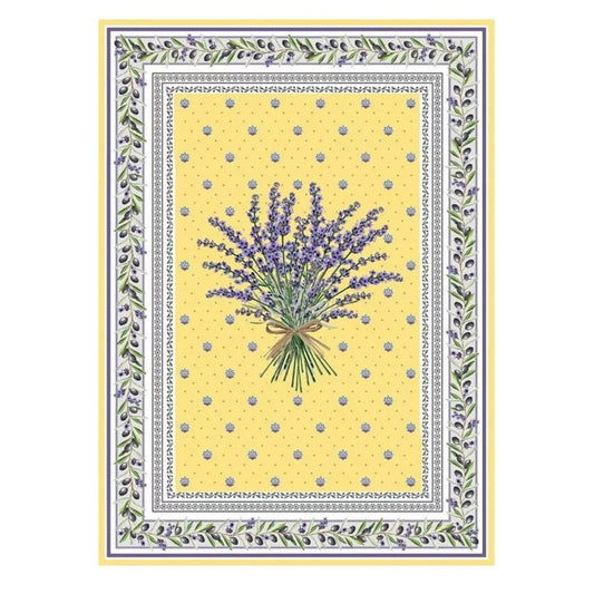 French kitchen towel - Printed cotton - Lauris yellow | Tissus Toselli - Armand’s Maison & Marché