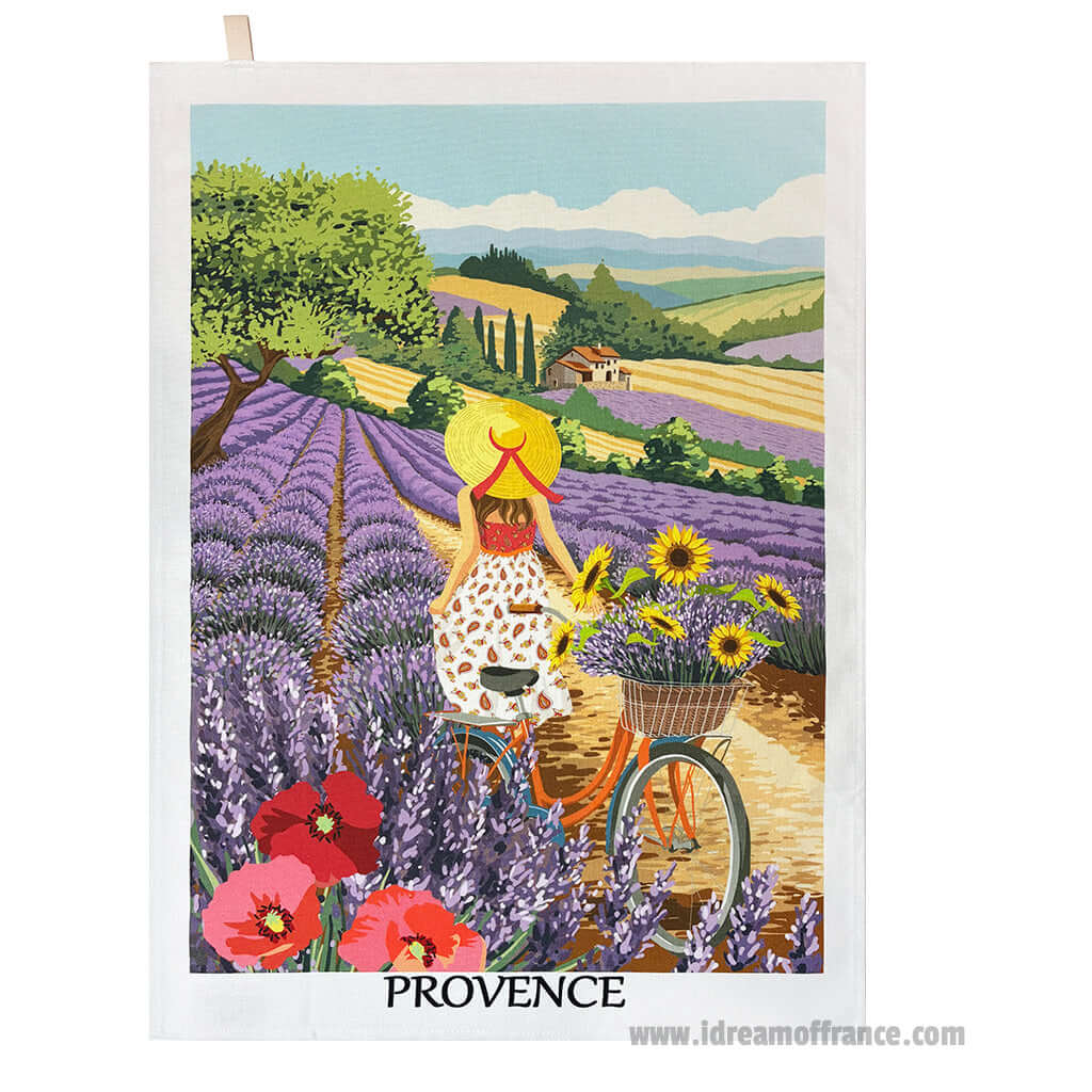 French kitchen towel - Printed cotton - Provence Lavender Hills | Label France - Armand’s Maison & Marché