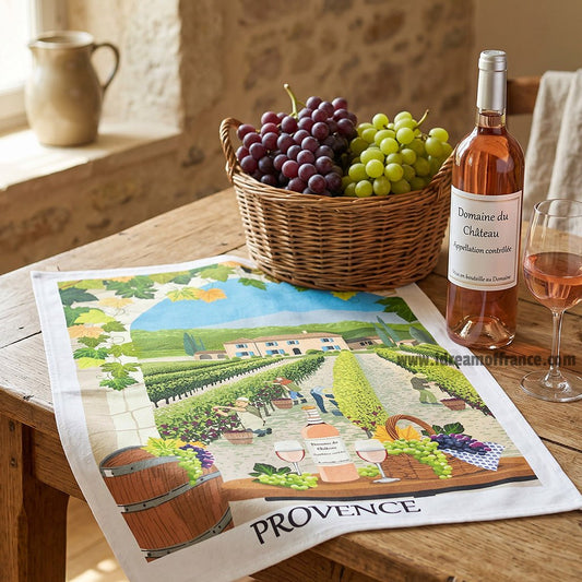 French kitchen towel - Printed cotton - Provence Winery | Label France - Armand’s Maison & Marché