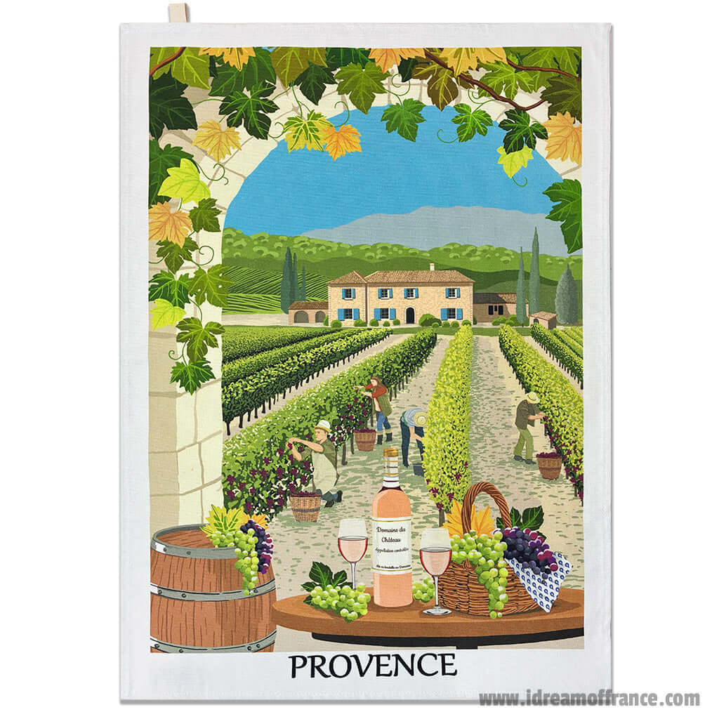 French kitchen towel - Printed cotton - Provence Winery | Label France - Armand’s Maison & Marché