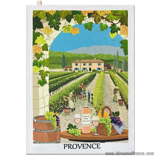 French kitchen towel - Printed cotton - Provence Winery | Label France - Armand’s Maison & Marché