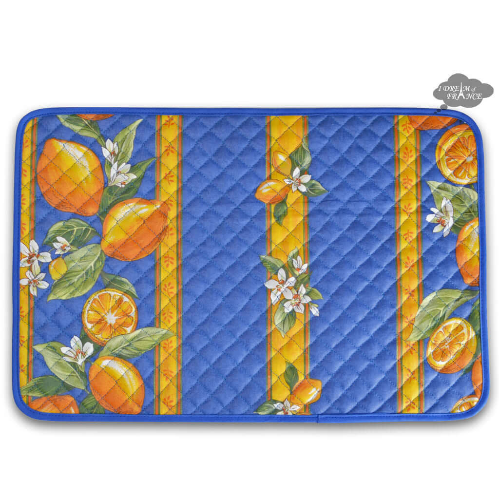 French Provencal placemat - Cotton - Lemons blue - Tissus Toselli - Armand’s Maison & Marché