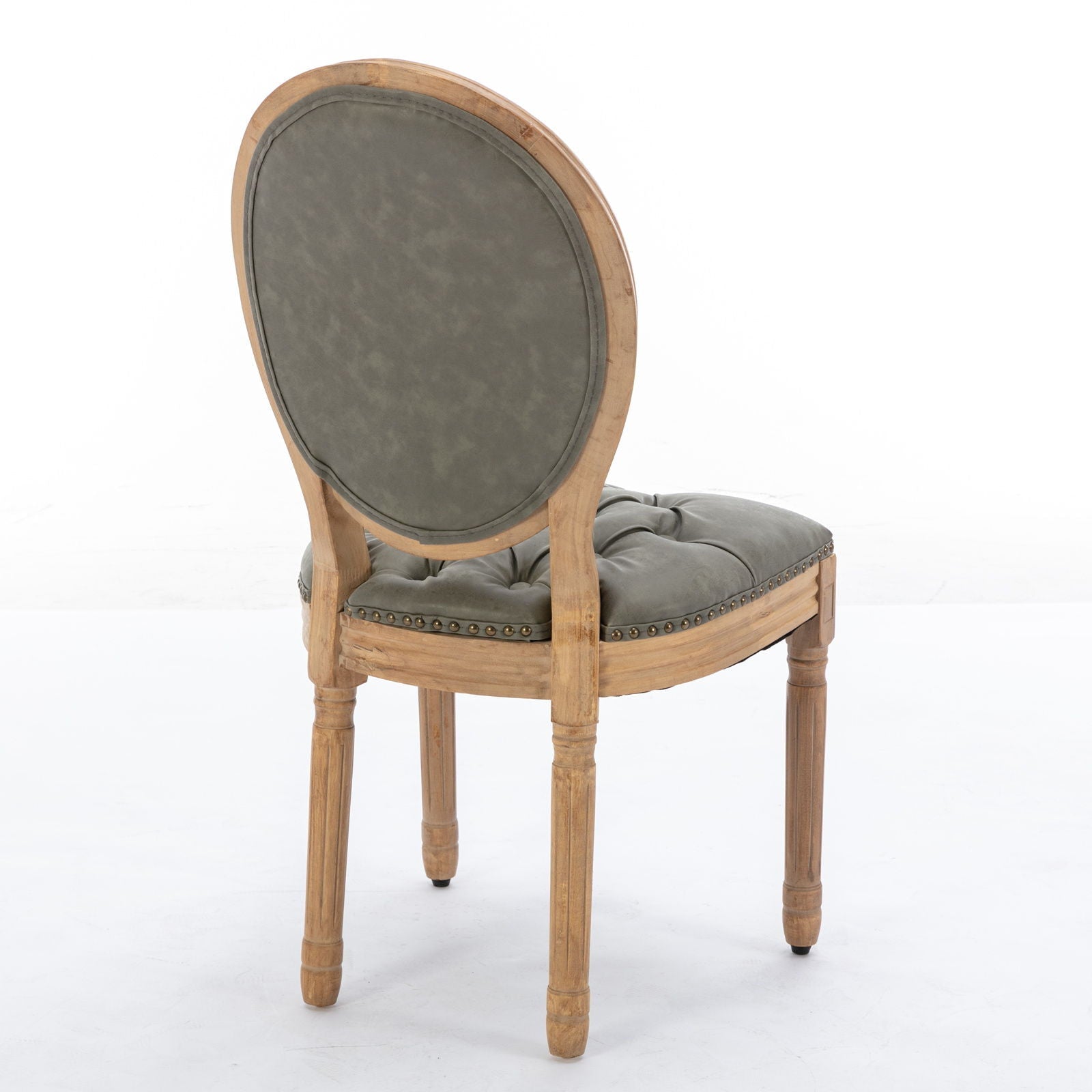 French Style Solid Wood Frame Antique Painting, Hand-Pulled Buckle Decoration Artificial Dining Chair With Nailhead Trim, Wood Legs - Armand’s Maison & Marché