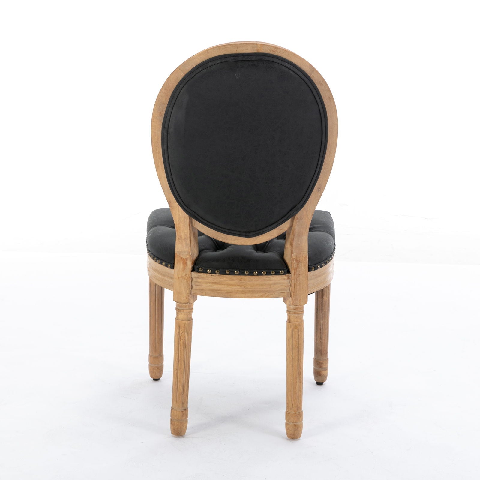 French Style Solid Wood Frame Antique Painting, Hand-Pulled Buckle Decoration Artificial Dining Chair With Nailhead Trim, Wood Legs - Armand’s Maison & Marché