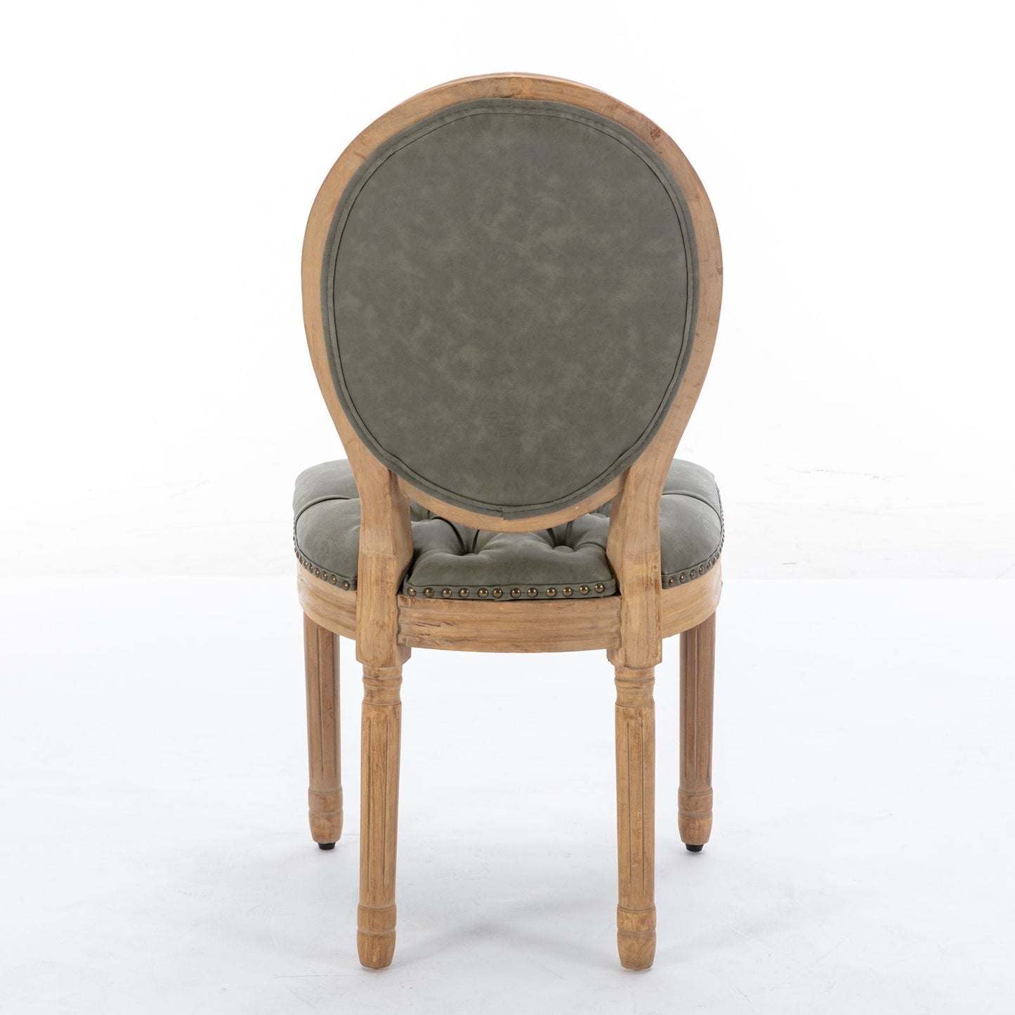 French Style Solid Wood Frame Antique Painting, Hand-Pulled Buckle Decoration Artificial Dining Chair With Nailhead Trim, Wood Legs - Armand’s Maison & Marché