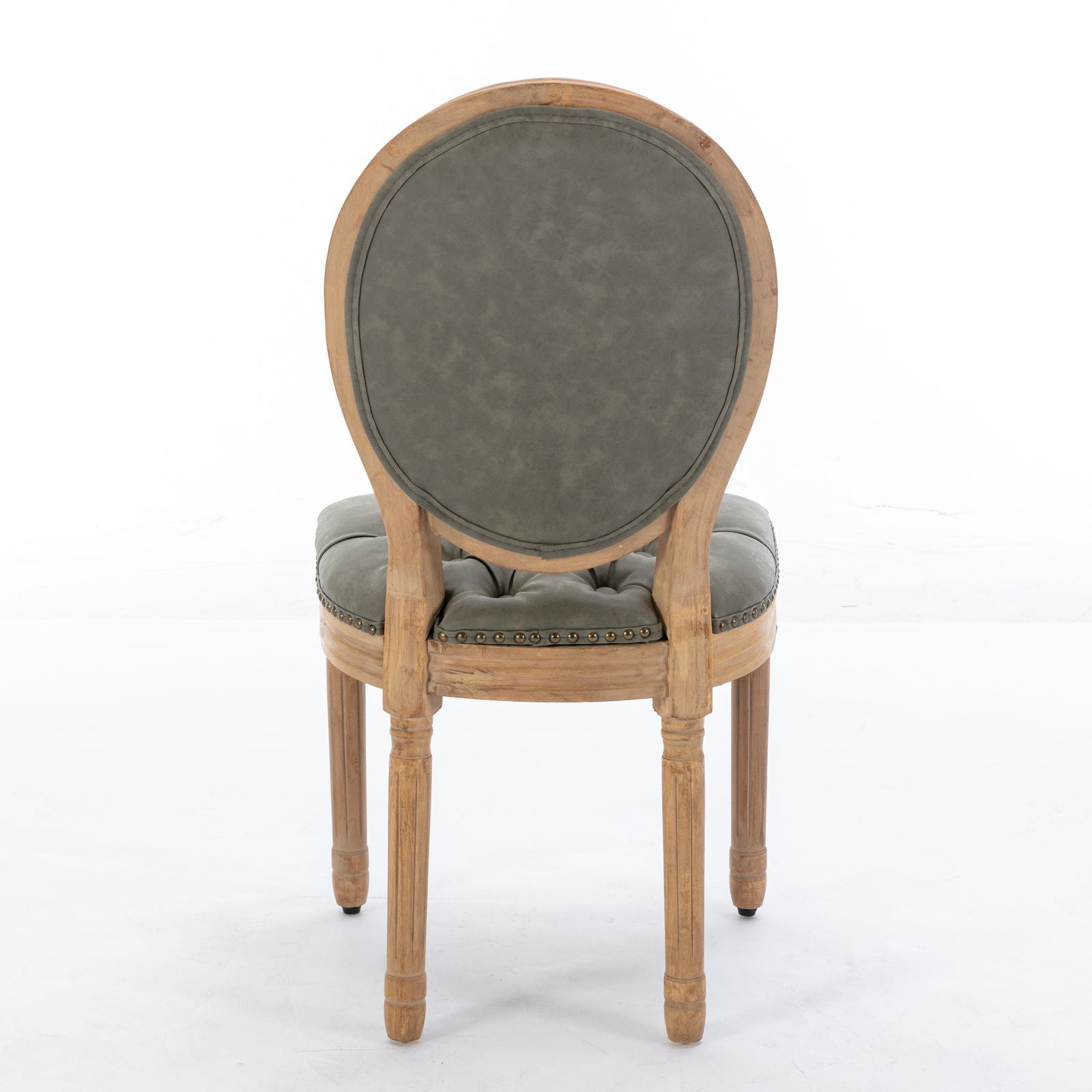 French Style Solid Wood Frame Antique Painting, Hand-Pulled Buckle Decoration Artificial Dining Chair With Nailhead Trim, Wood Legs - Armand’s Maison & Marché