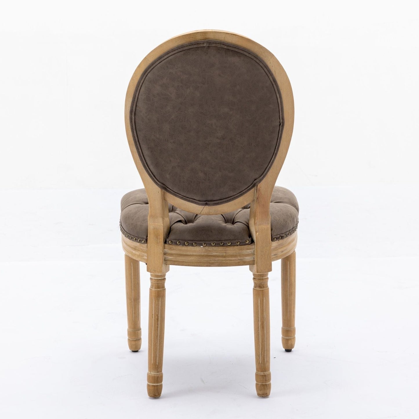 French Style Solid Wood Frame Antique Painting, Hand-Pulled Buckle Decoration Artificial Dining Chair With Nailhead Trim, Wood Legs - Armand’s Maison & Marché