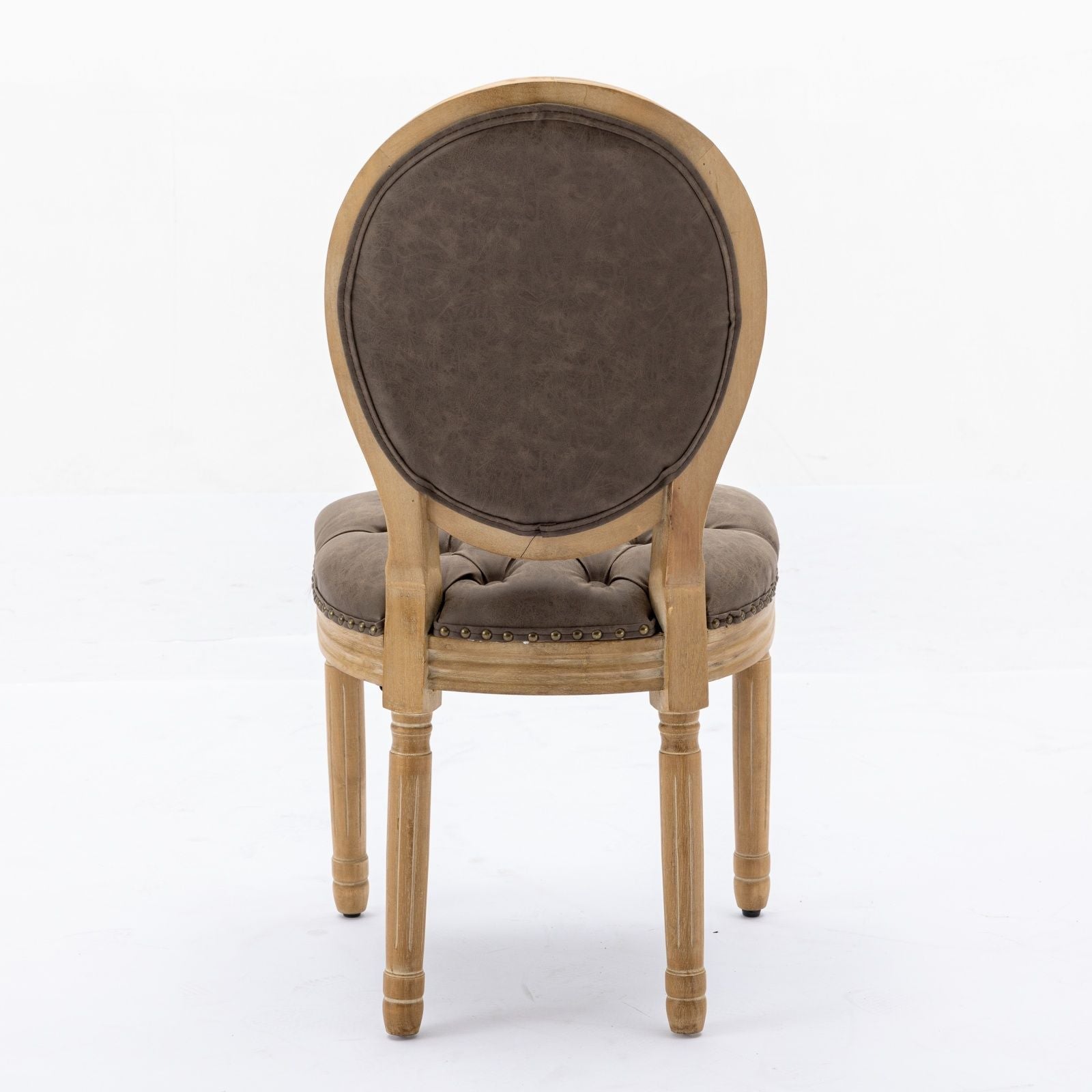 French Style Solid Wood Frame Antique Painting, Hand-Pulled Buckle Decoration Artificial Dining Chair With Nailhead Trim, Wood Legs - Armand’s Maison & Marché