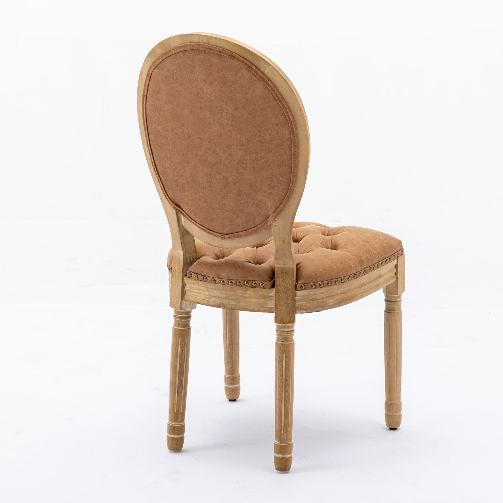 French Style Solid Wood Frame Antique Painting, Hand-Pulled Buckle Decoration Artificial Dining Chair With Nailhead Trim, Wood Legs - Armand’s Maison & Marché