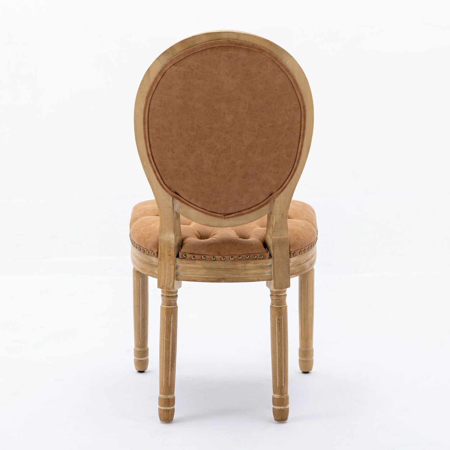 French Style Solid Wood Frame Antique Painting, Hand-Pulled Buckle Decoration Artificial Dining Chair With Nailhead Trim, Wood Legs - Armand’s Maison & Marché