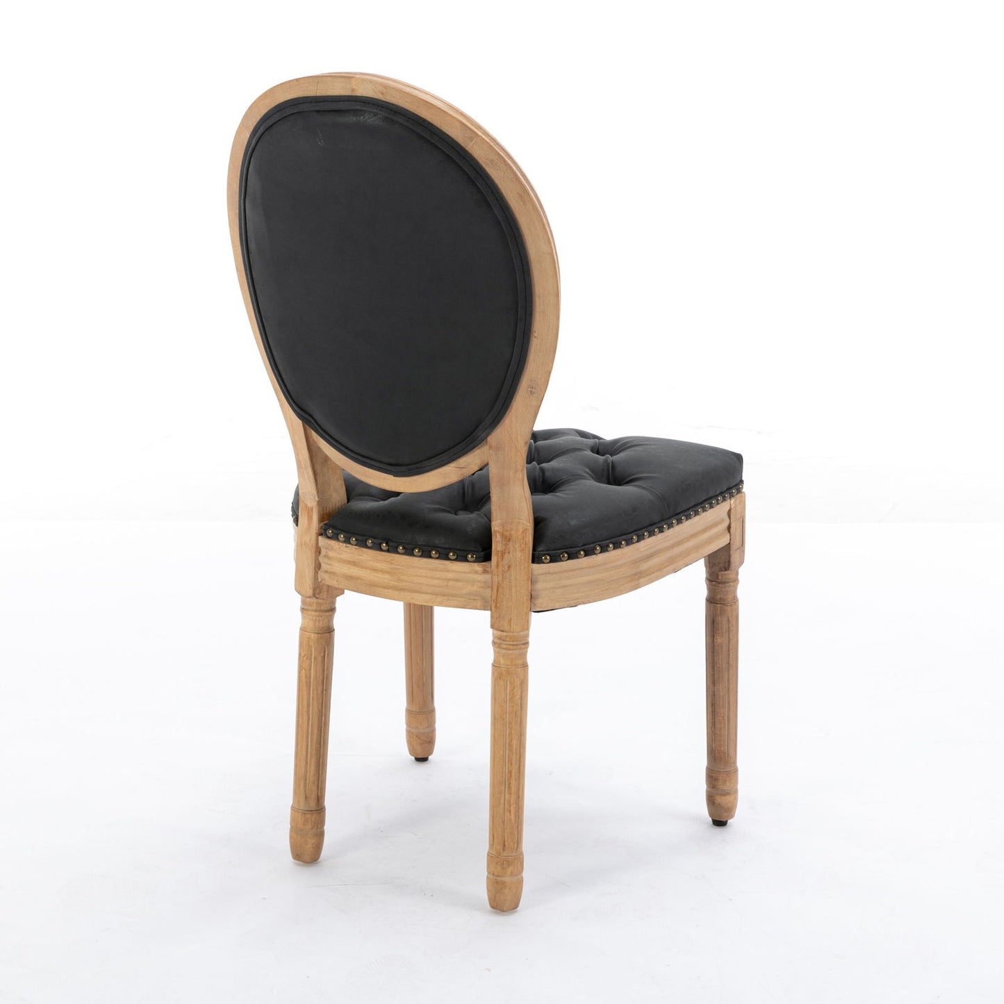 French Style Solid Wood Frame Antique Painting, Hand-Pulled Buckle Decoration Artificial Dining Chair With Nailhead Trim, Wood Legs - Armand’s Maison & Marché