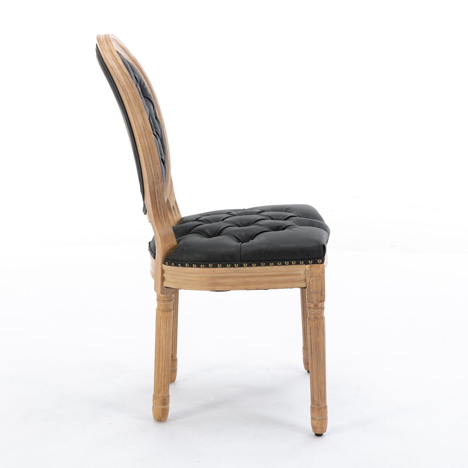 French Style Solid Wood Frame Antique Painting, Hand-Pulled Buckle Decoration Artificial Dining Chair With Nailhead Trim, Wood Legs - Armand’s Maison & Marché