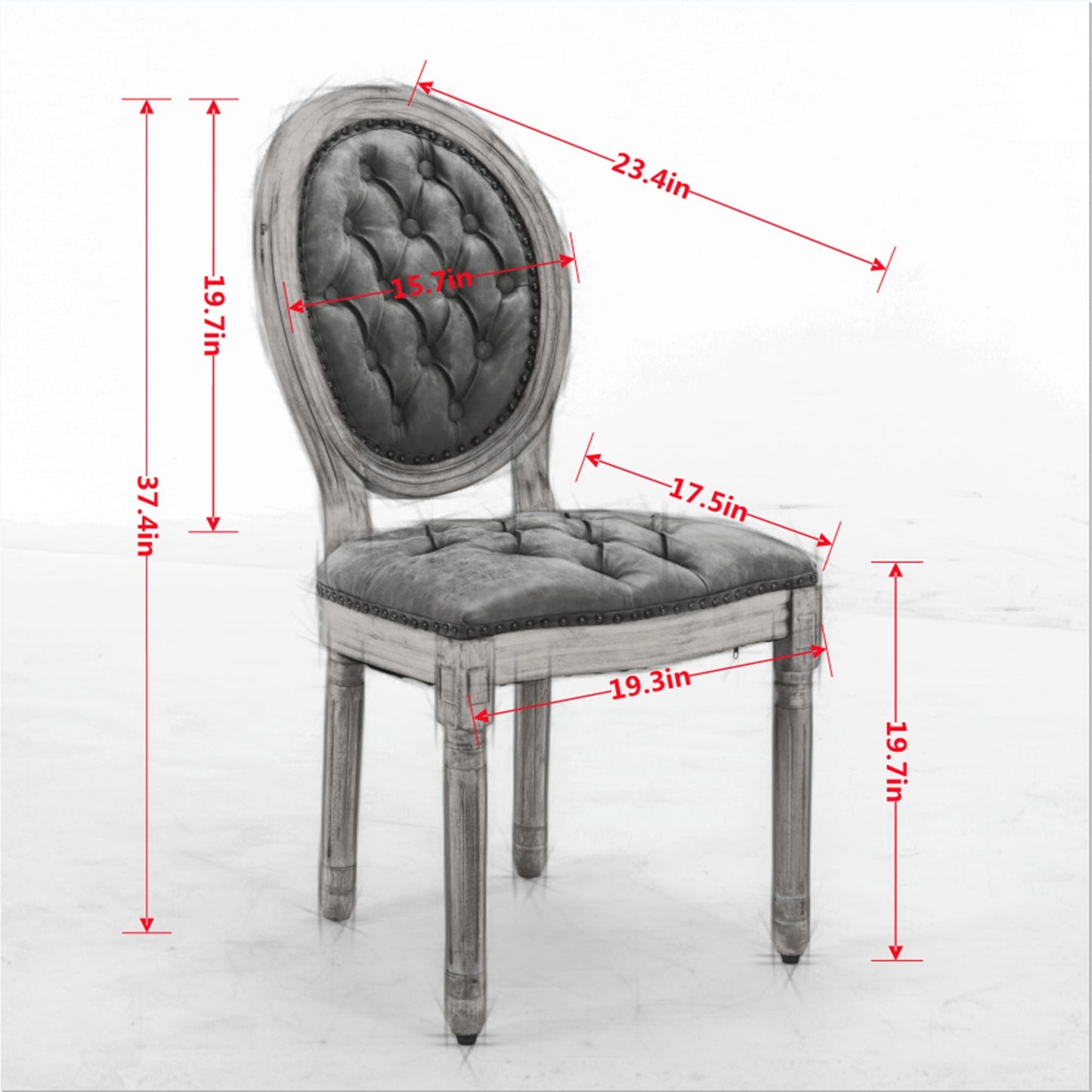 French Style Solid Wood Frame Antique Painting, Hand-Pulled Buckle Decoration Artificial Dining Chair With Nailhead Trim, Wood Legs - Armand’s Maison & Marché