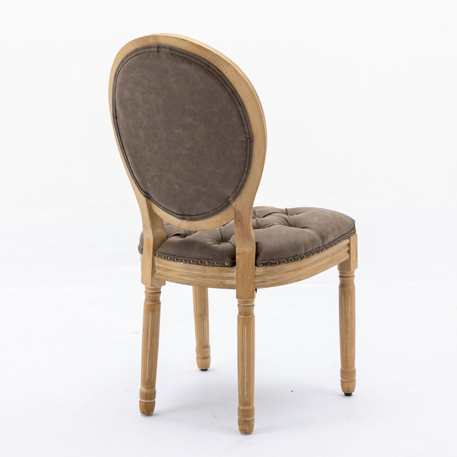French Style Solid Wood Frame Antique Painting, Hand-Pulled Buckle Decoration Artificial Dining Chair With Nailhead Trim, Wood Legs - Armand’s Maison & Marché