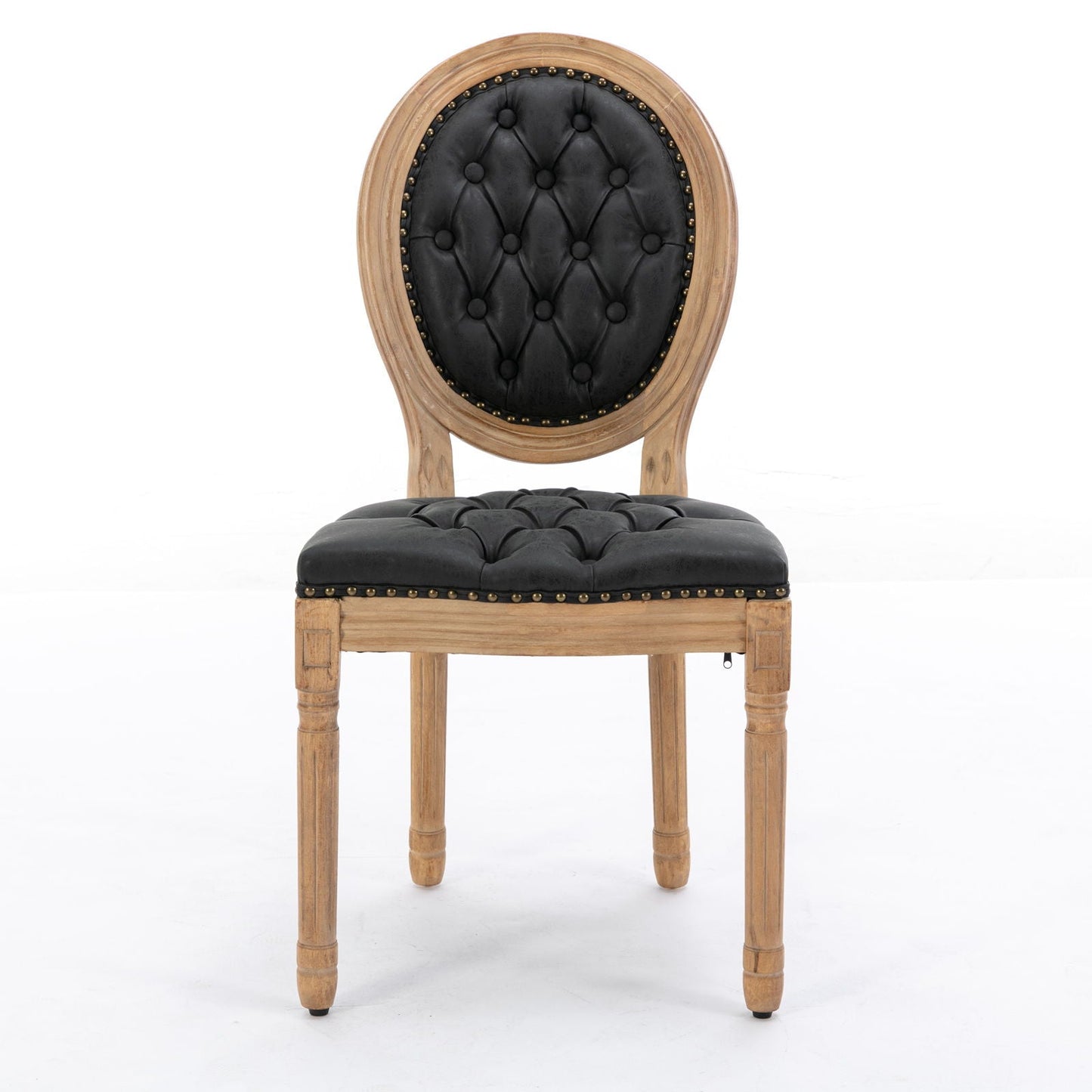 French Style Solid Wood Frame Antique Painting, Hand-Pulled Buckle Decoration Artificial Dining Chair With Nailhead Trim, Wood Legs - Armand’s Maison & Marché