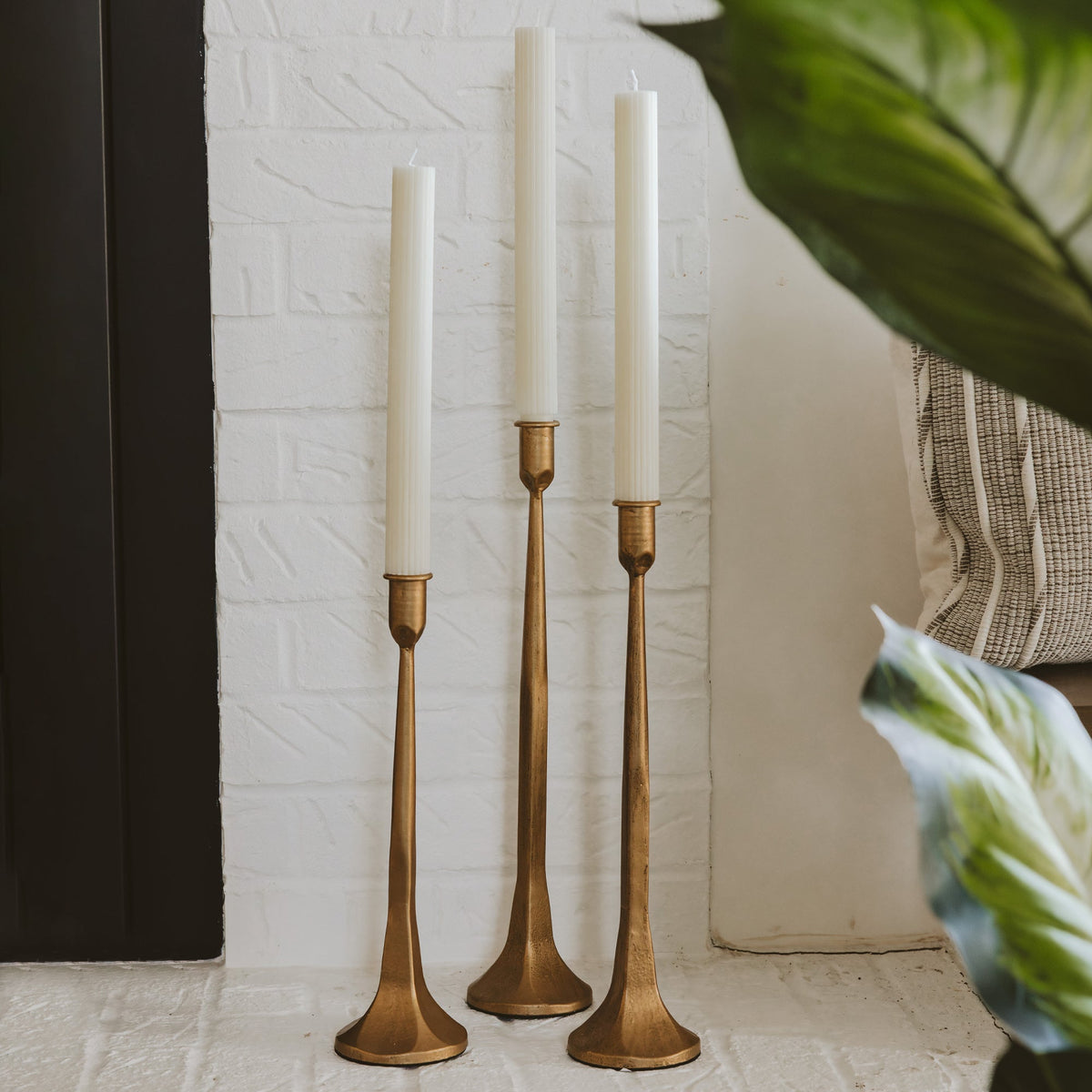 Gold Cast Iron Taper Candle Holders - Armand’s Maison & Marché