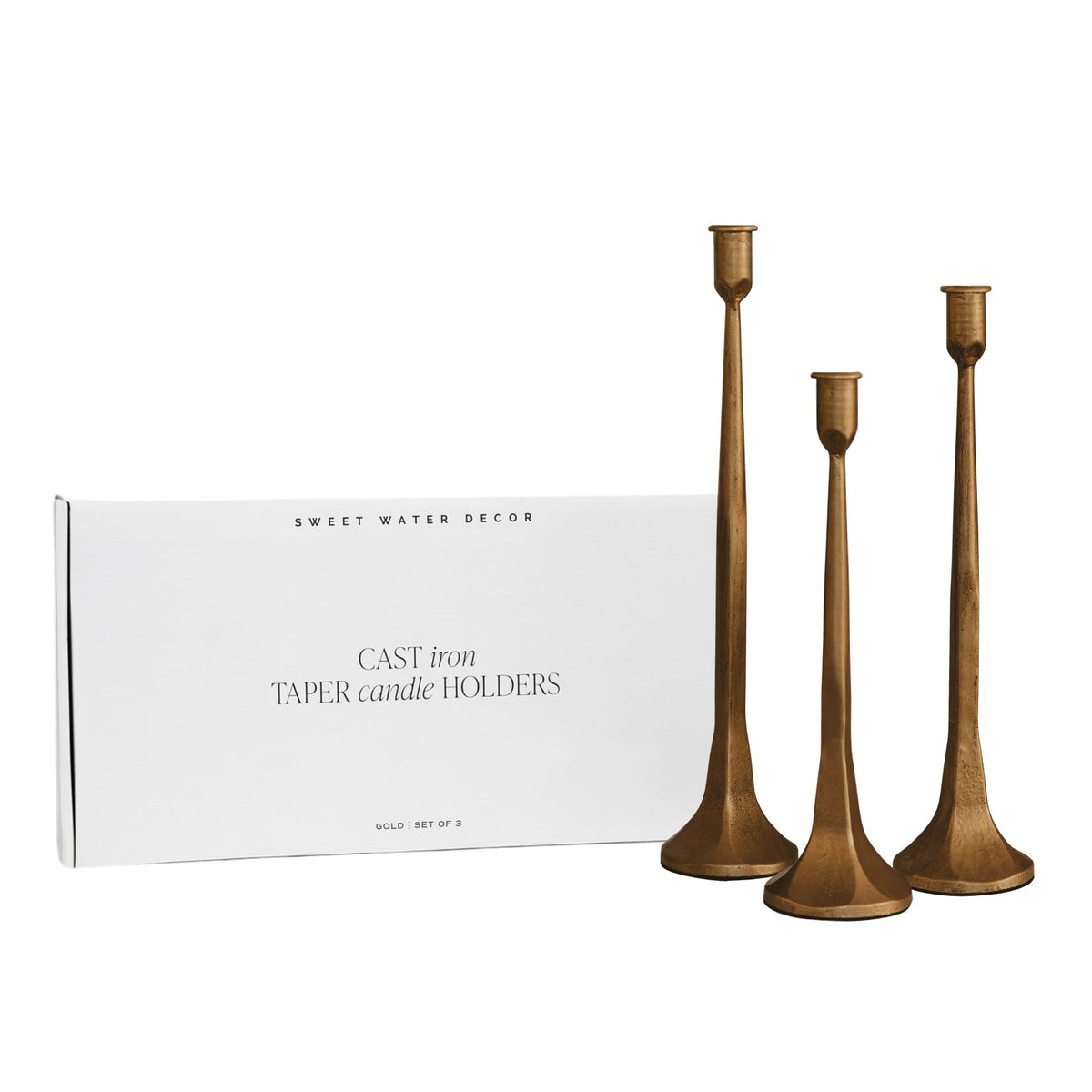 Gold Cast Iron Taper Candle Holders - Armand’s Maison & Marché